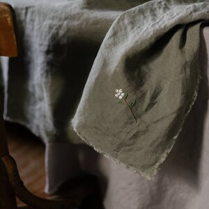 Linen Table Cloth Optional Embroidery image 6