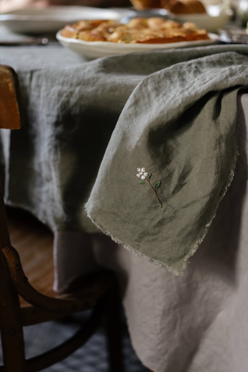 Linen Table Cloth Optional Embroidery image 6