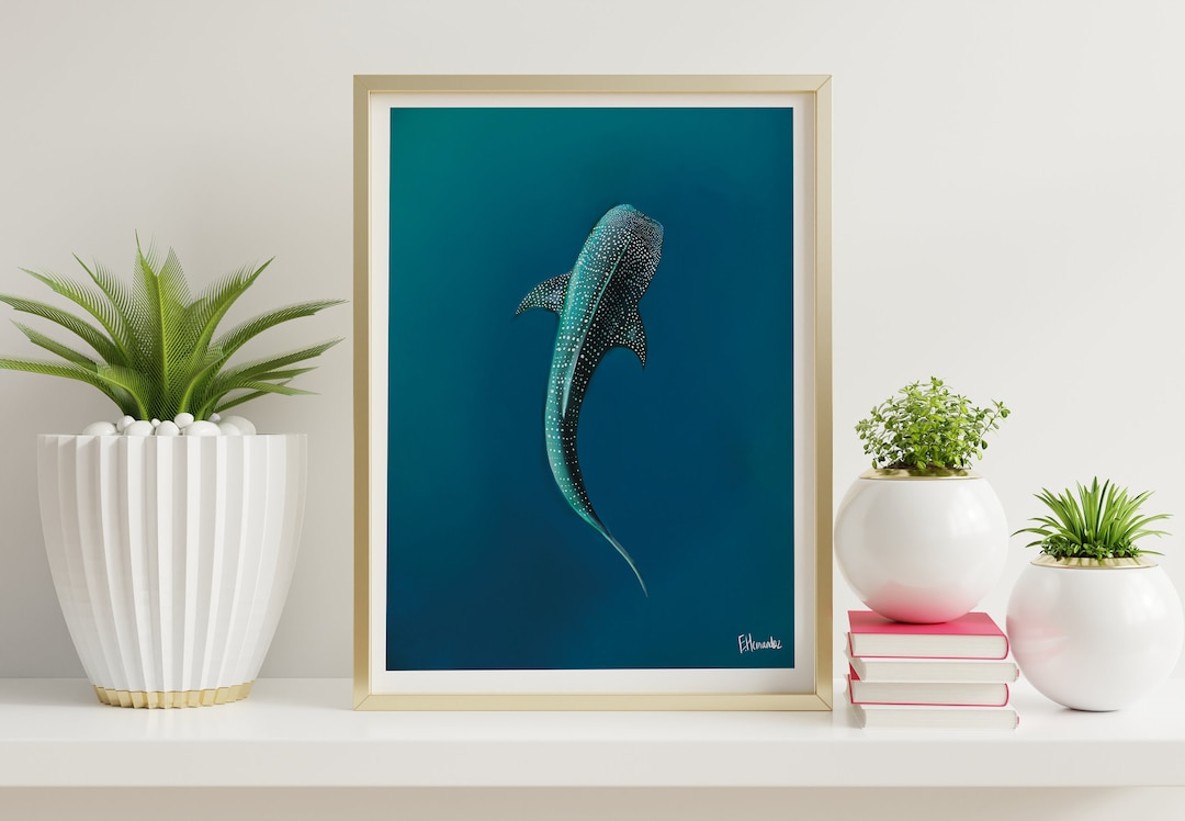 Digital Whale Shark Poster Print Glowing Bioluminescent Art Ocean digital-whale-shark-poster-print-glowing-bioluminescent-art-ocean