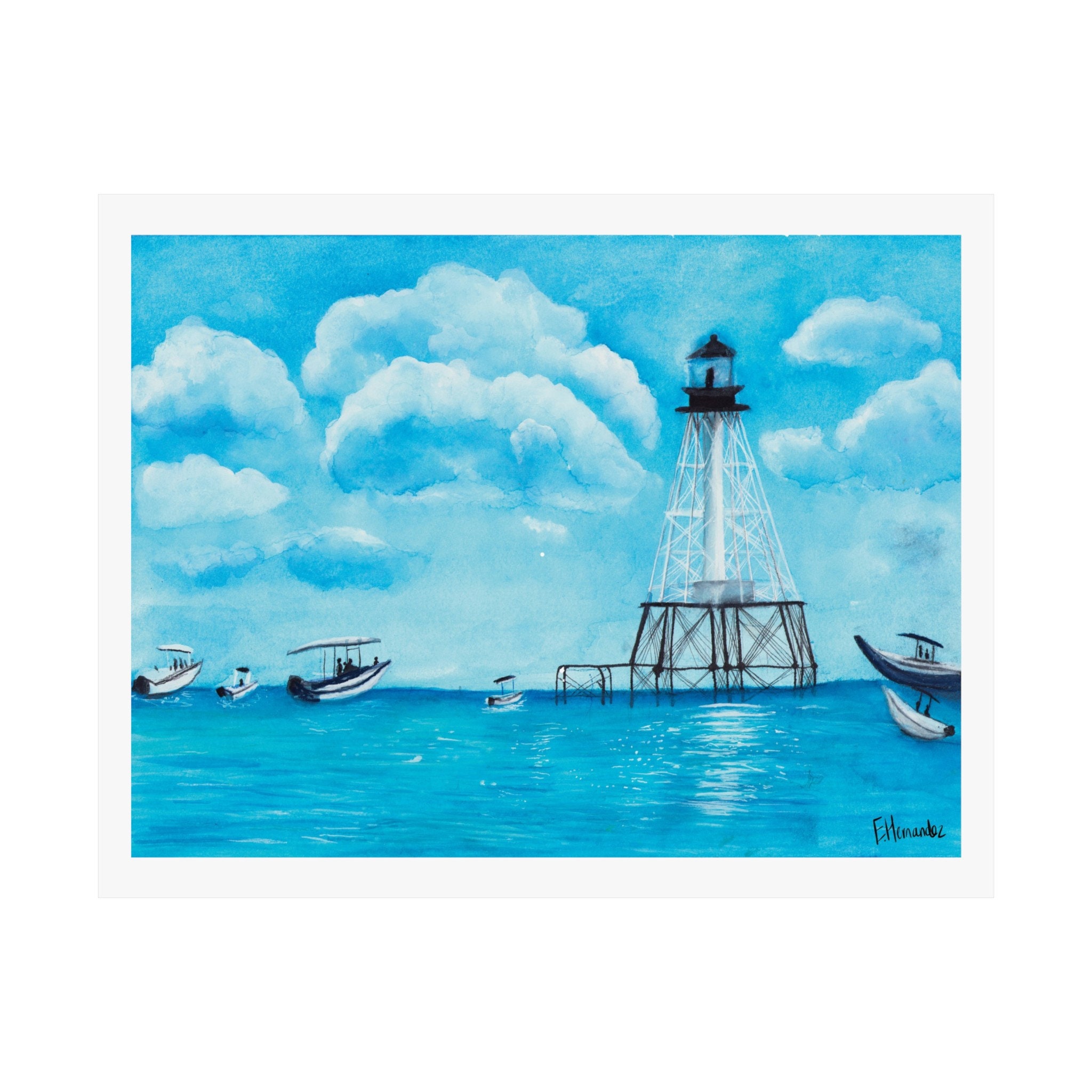Alligator Reef Keys Watercolor Poster, Bedroom Coastal Art Print, Keys