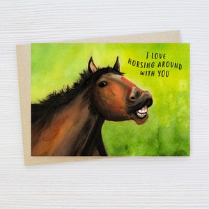 Funny watercolor Friendship horse card, Funny farm animal card punny card, horse lover greeting card, horse card, watercolor horse pun