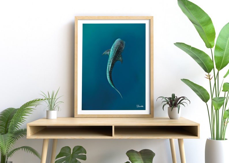 Digital Whale Shark Poster Print Glowing Bioluminescent Art Ocean digital-whale-shark-poster-print-glowing-bioluminescent-art-ocean