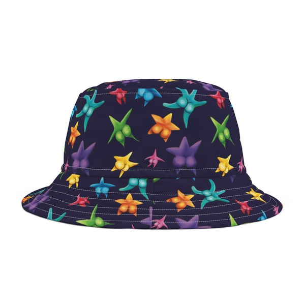 Funny Bucket Hat Starfish Booty, Music festival summer hat, funny cute bucket hat, beach funny hat, cute comedy art, coastal hat gift