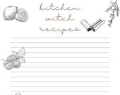 Kitchen witch recipes printable herbalist digital  downloads book of shadows grimoire kitchen recipes box vintage recipe book spiritual book