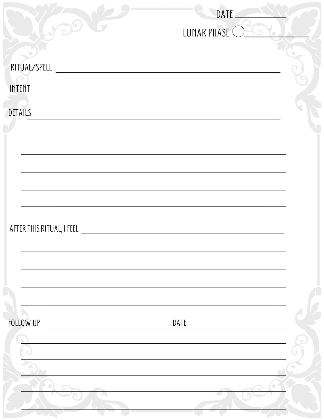 Spell Casting Journal Digital Download Spells and Ritual Lunar Phase ...