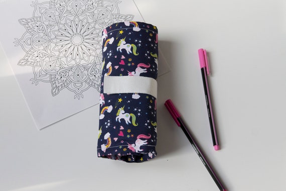 Unicorn print personalized pencil case for for kids Girl unicorn print pencil case roll up