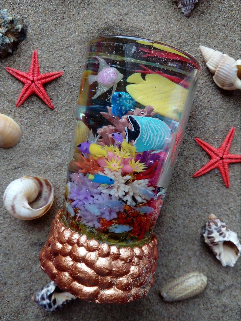 Miniature dollhouse aquarium miniature coral reef fish tank Etsy