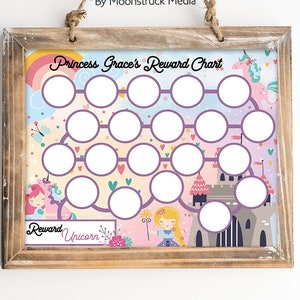 Editable Princess Reward Chart for Girls | Pink and Purple Printable Tracker for Chores, Reading, or Potty Training | Castle Goal Chart