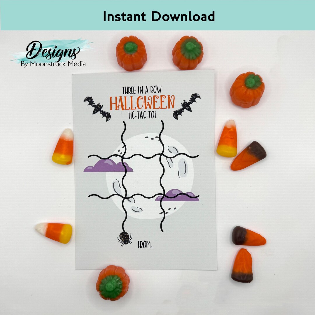Halloween Tic Tac Toe Treat Bag Card | Printable Trick or Treat Game ...
