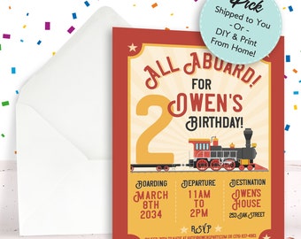 2nd Birthday Invite, Train Birthday Invitation, Train Invitation, Locomotive Invite, Train Party Invite, Train Theme Party, Chugga Two Two