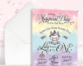 Unicorn Birthday Invitation | Magical Party Invite for Girls | Printable Birthday Invitation Template | Rainbow Unicorn Party Decor