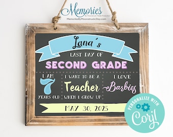 Editable Last Day of School Chalkboard Sign, Back to School, Last Day of School, Customizable Chalkboard Sign, Elementary Sign Printable