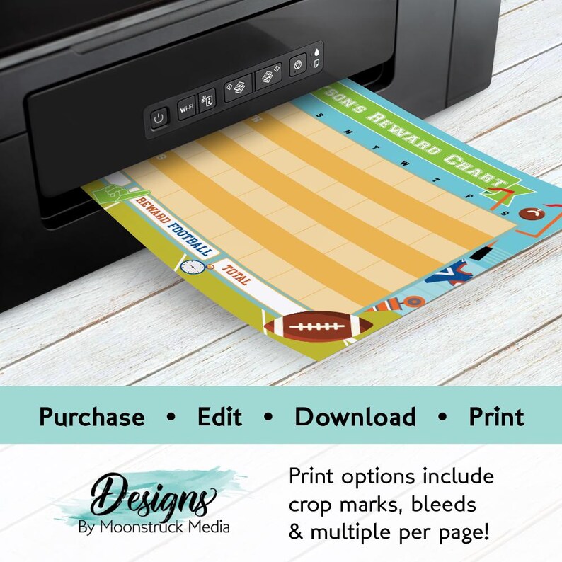 Printable Football Reward & Behavior Chart for Kids | Weekly Grid Chore ...