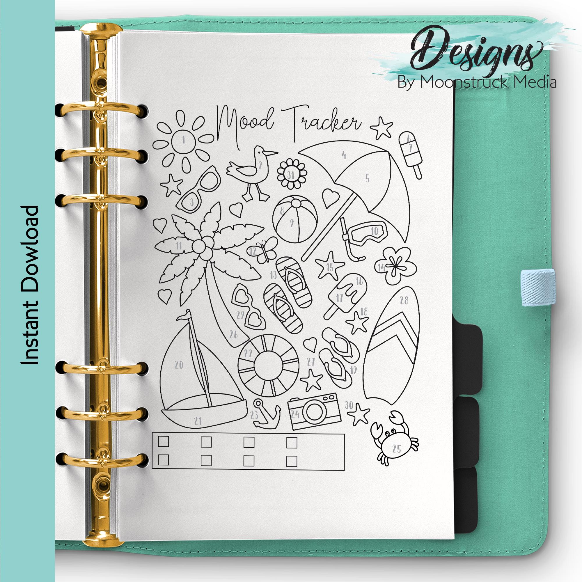 Beach Mood Tracker Printable | Summer Bullet Journal & Goodnotes Insert ...
