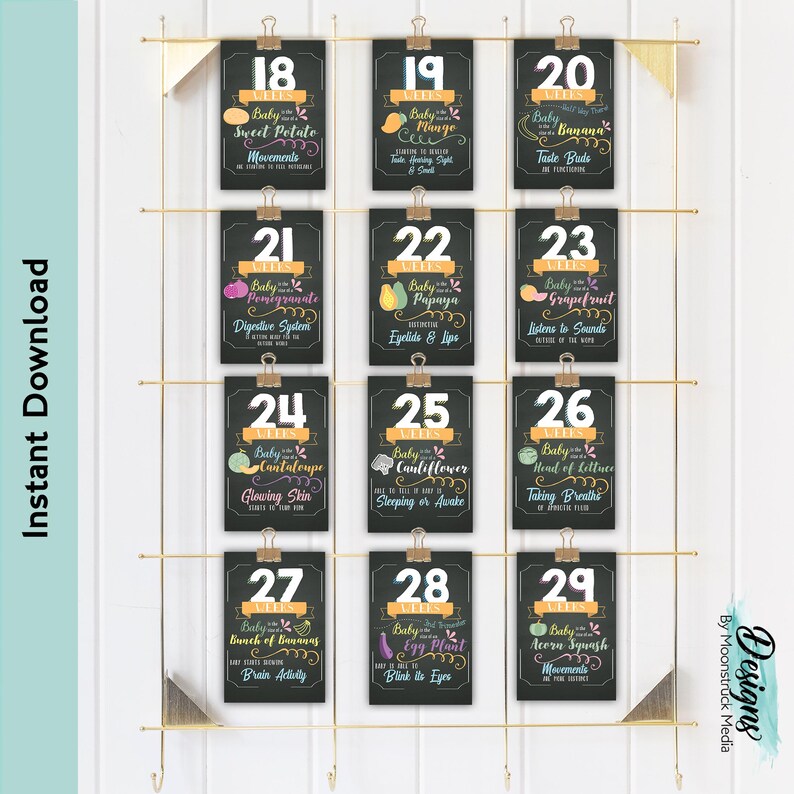 11x17 Pregnancy Week-by-week Milestone Sign | Baby Bump Tracker & Photo ...