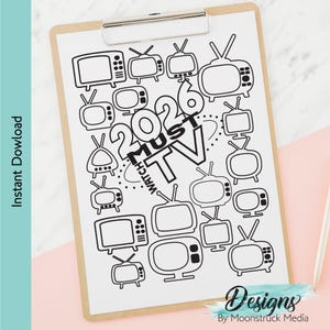 2026 TV Show Tracker Journal Insert | TV Series Planner | Binge-Watching Log | Digital & Printable TV Tracker | Bullet Journal Insert
