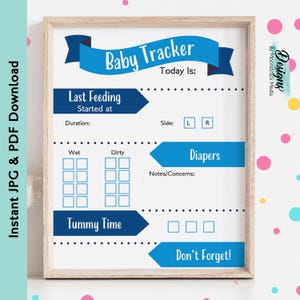 Tracking Baby Routine Blue Baby Tracker | Printable Baby Daily Log | Feed Sleep Diaper Chart ...