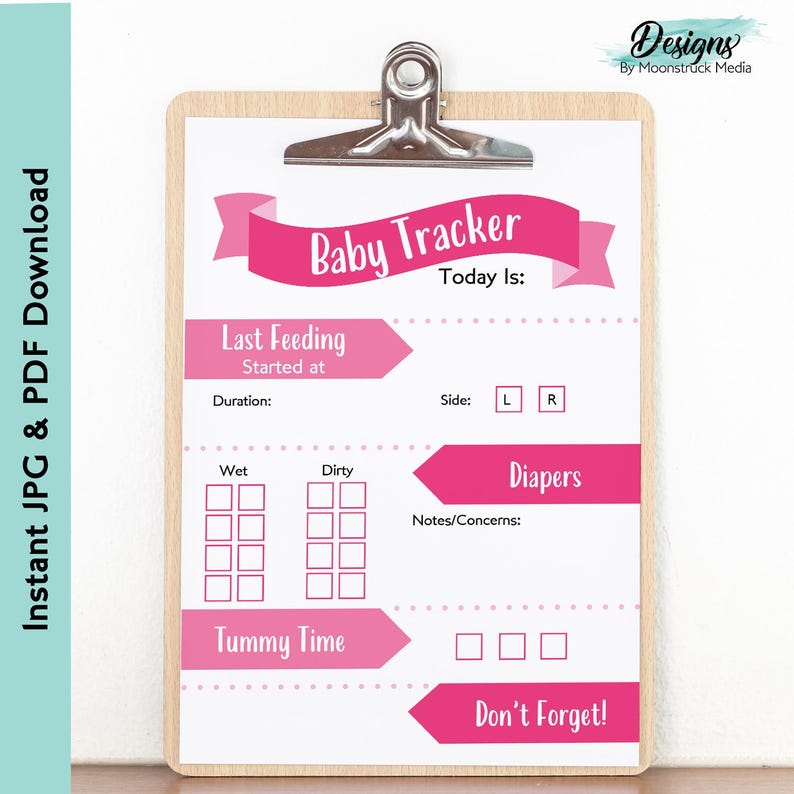 Pink Baby Daily Log Printable | Infant Tracker for Feedings, Diapers ...
