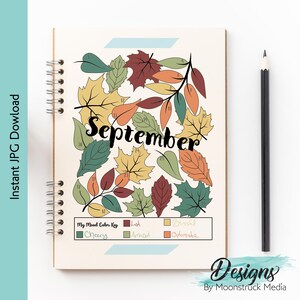 September Stimmung Tracker Printable | Herbst Blätter Thema Bullet Journal Seite | Herbst Stimmungs Chart für den Alltag