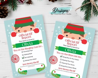 Bearbeitbare Elfen Rapport Karten Vorlage | Frech oder schön Corjl Printable | Weihnachtself-Verhaltenstabelle | Nikolaus Abschlusskarte für Kids