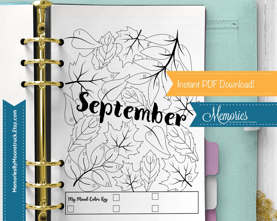 September Mood Tracker Journal Page - Etsy