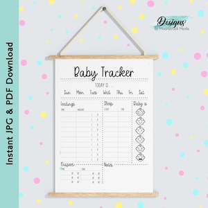 Baby Tracker Log | Daily Newborn Schedule Chart | Bottle Fed or Breastfeeding Tracker Printable | Baby Sleep Feeding Diaper Log
