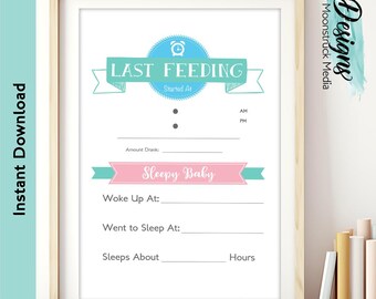 Baby Feeding and Sleeping Log Printable | Newborn Tracker Sheet | Last Feeding & Sleep Schedule