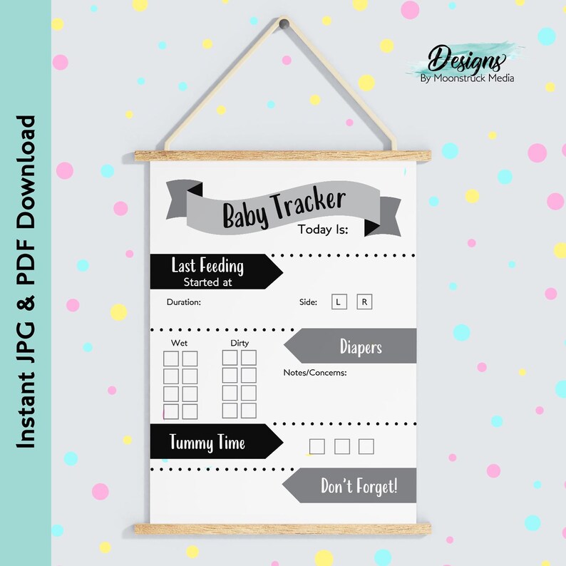 Printable Baby Tracker Log Black and Gray | Newborn Daily Routine Chart ...