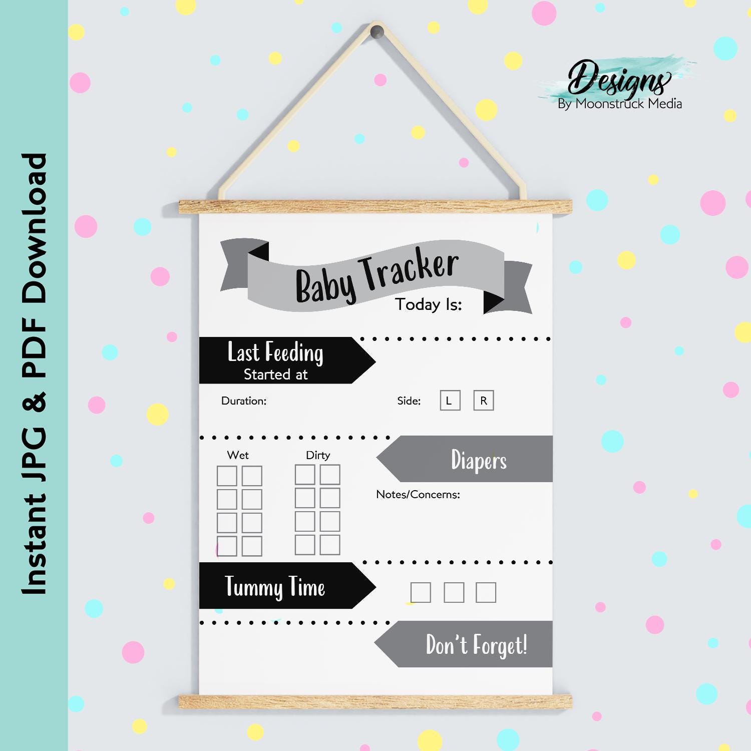 Printable Baby Tracker Log Black and Gray | Newborn Daily Routine Chart ...