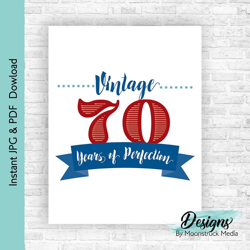 70 Years Old Birthday Decoration Bundle Printable, 70 Years Loved ...