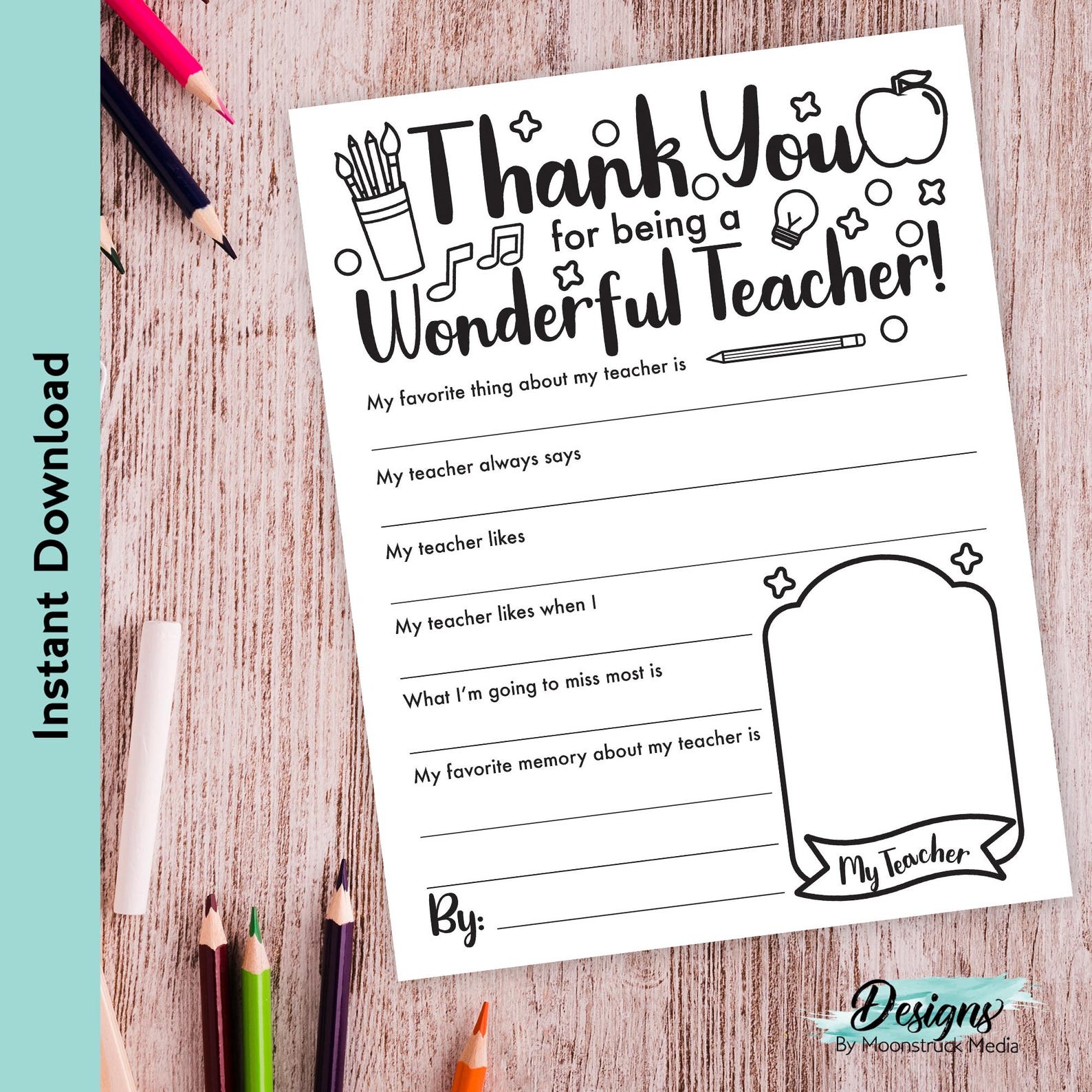 All About My Teacher Printable | Fill in Teacher Appreciation Letter ...