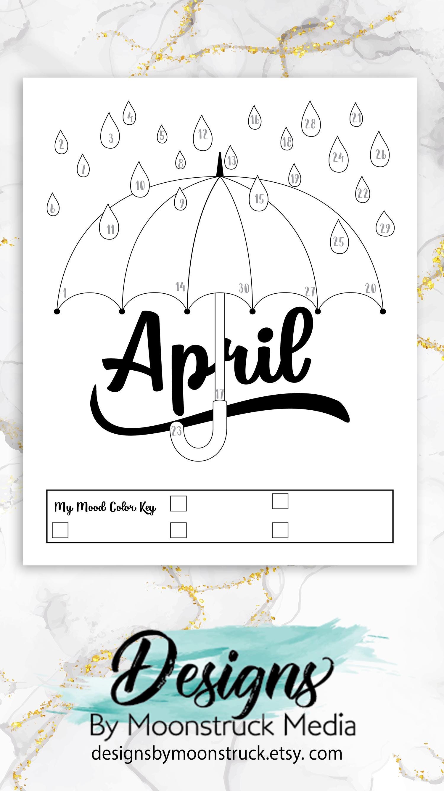 april mood tracker printable | monthly mood tracker journal page