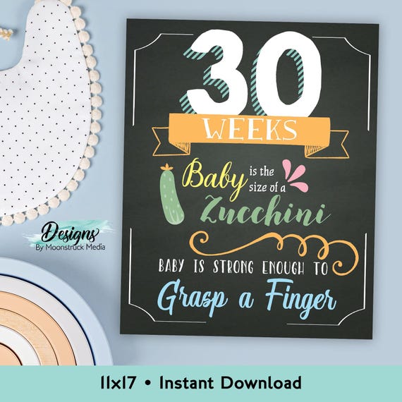 11x17 Pregnancy Week-by-week Milestone Sign Baby Bump Tracker