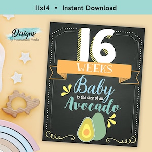 11x14 Weekly Pregnancy Chalkboard Signs | Printable Baby Bump Tracker & Milestone Photo Prop
