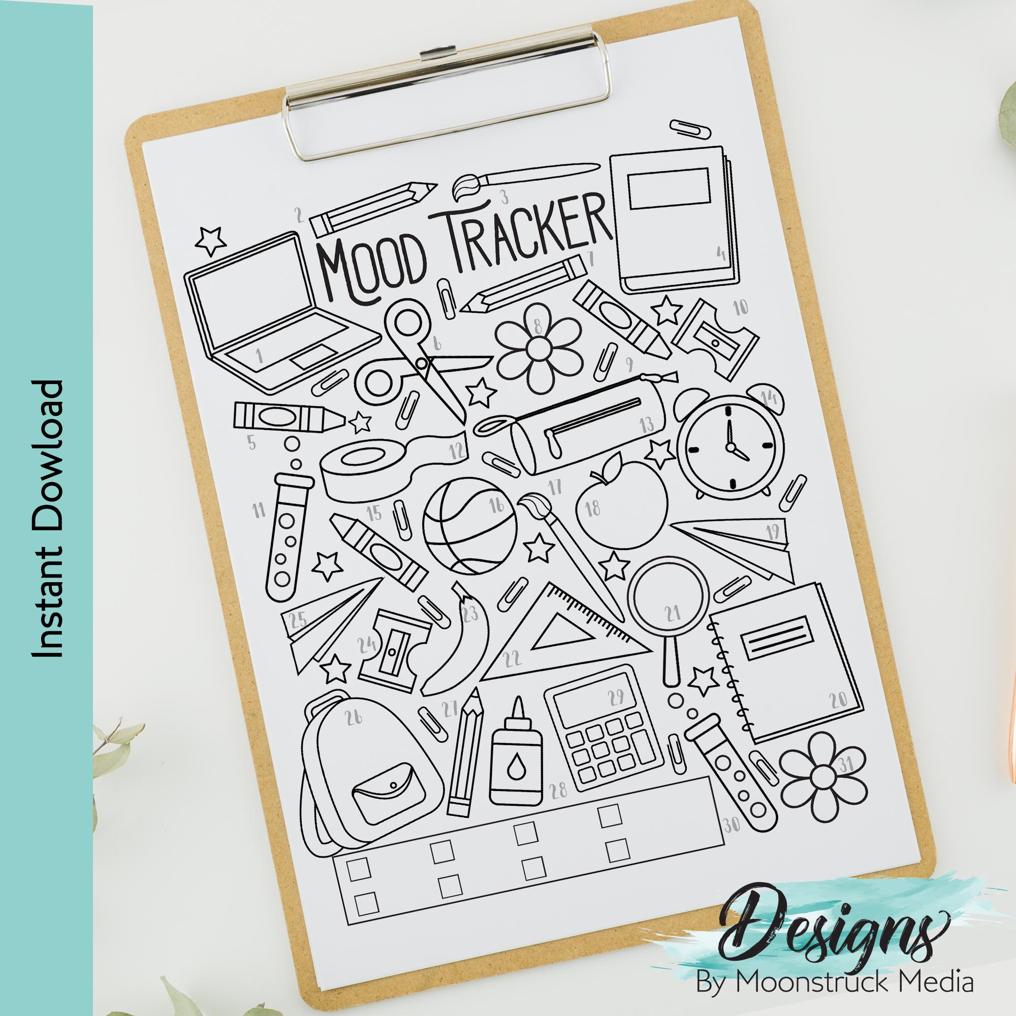 Back to School Mood Tracker Printable | Bullet Journal Insert | Color ...