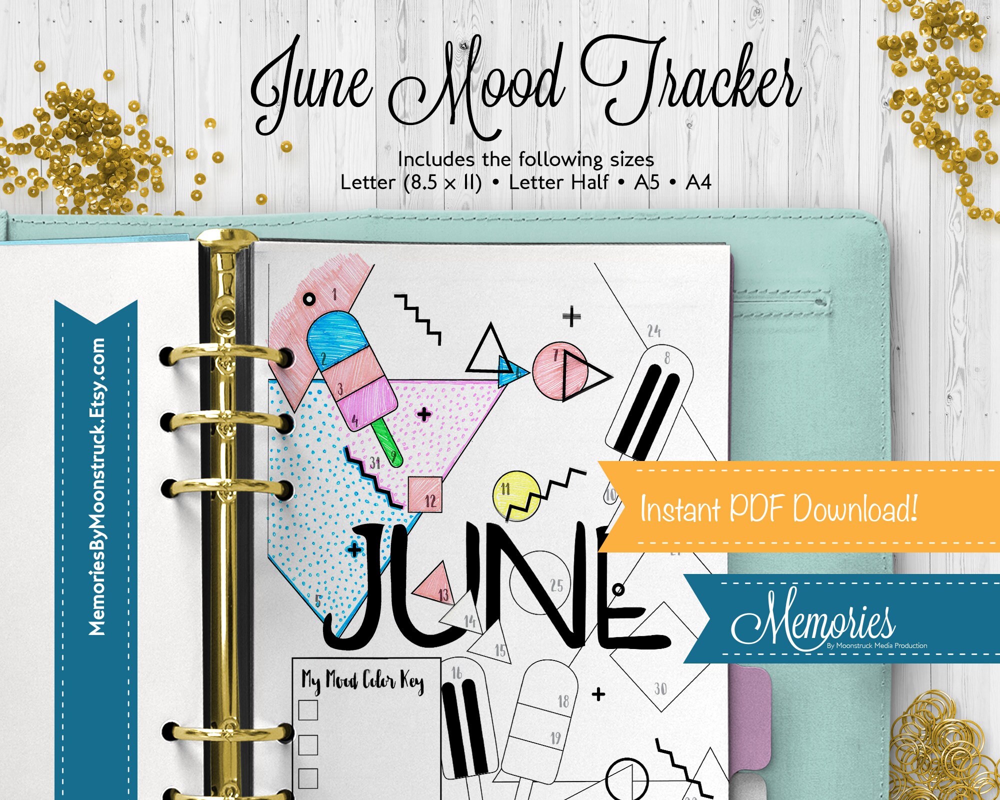 June Mood Tracker Bullet Journal Insert | Etsy