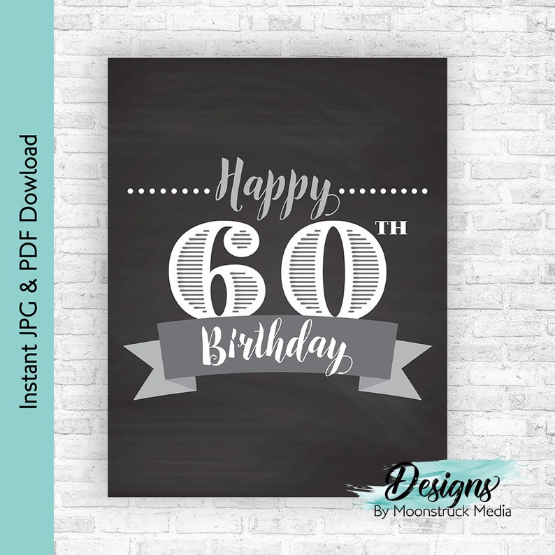 60th Birthday Decoration Bundle Chalkboard Style | Black Background ...