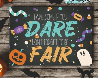 Halloween Trick or Treat Sign Printable | Please Take One Candy Bowl Sign | Halloween Party Decoration