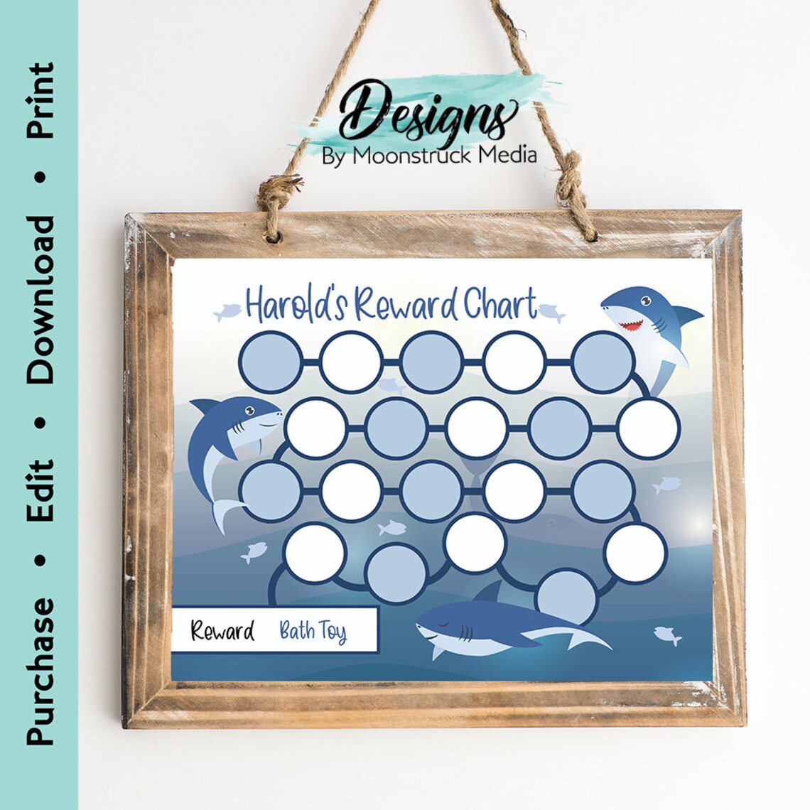 Editable Shark Reward Chart for Kids | Printable Tracker for Potty ...