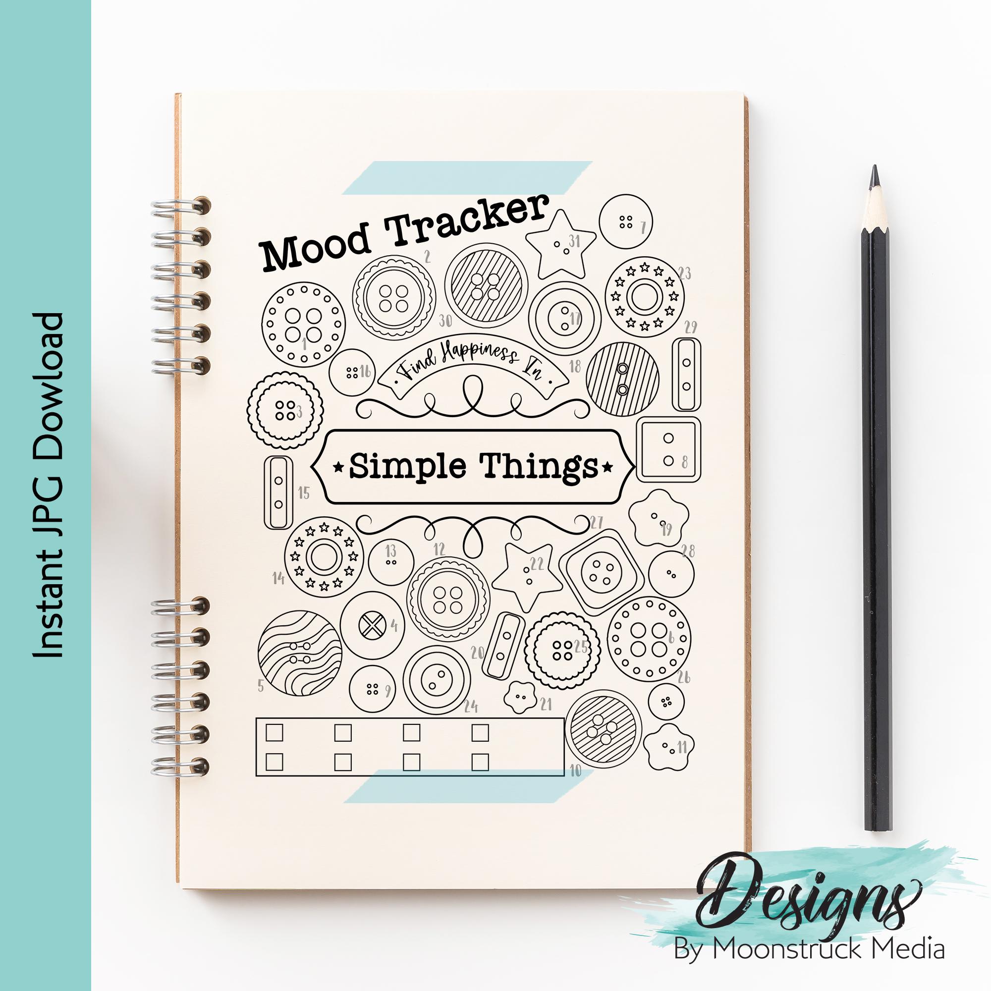 Mood Tracker Printable Button | Bullet Journal Insert | Goodnotes ...