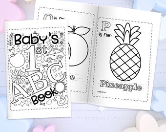 4x6 Baby Shower ABC Coloring Book | Baby Shower Activity | Alphabet Coloring Pages for First ABC Book Keepsake