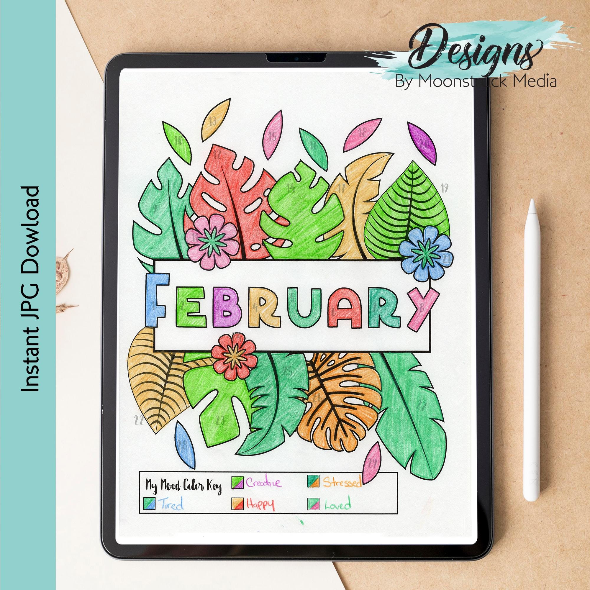 February Jungle Mood Tracker Printable | Monthly Mood Tracker With ...