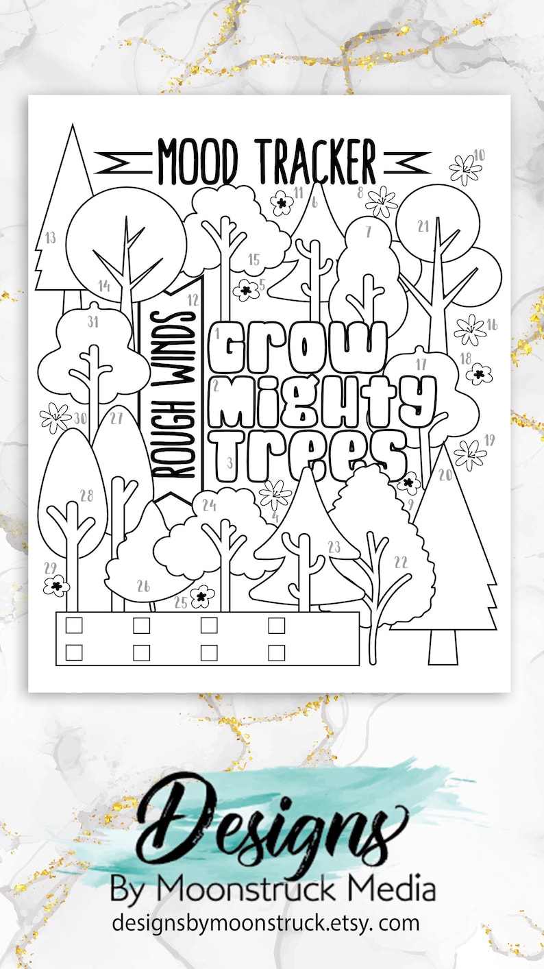 Cmood Tree Tree Mood Tracker Printable | Rough Winds Mood Journal Page | Daily ...