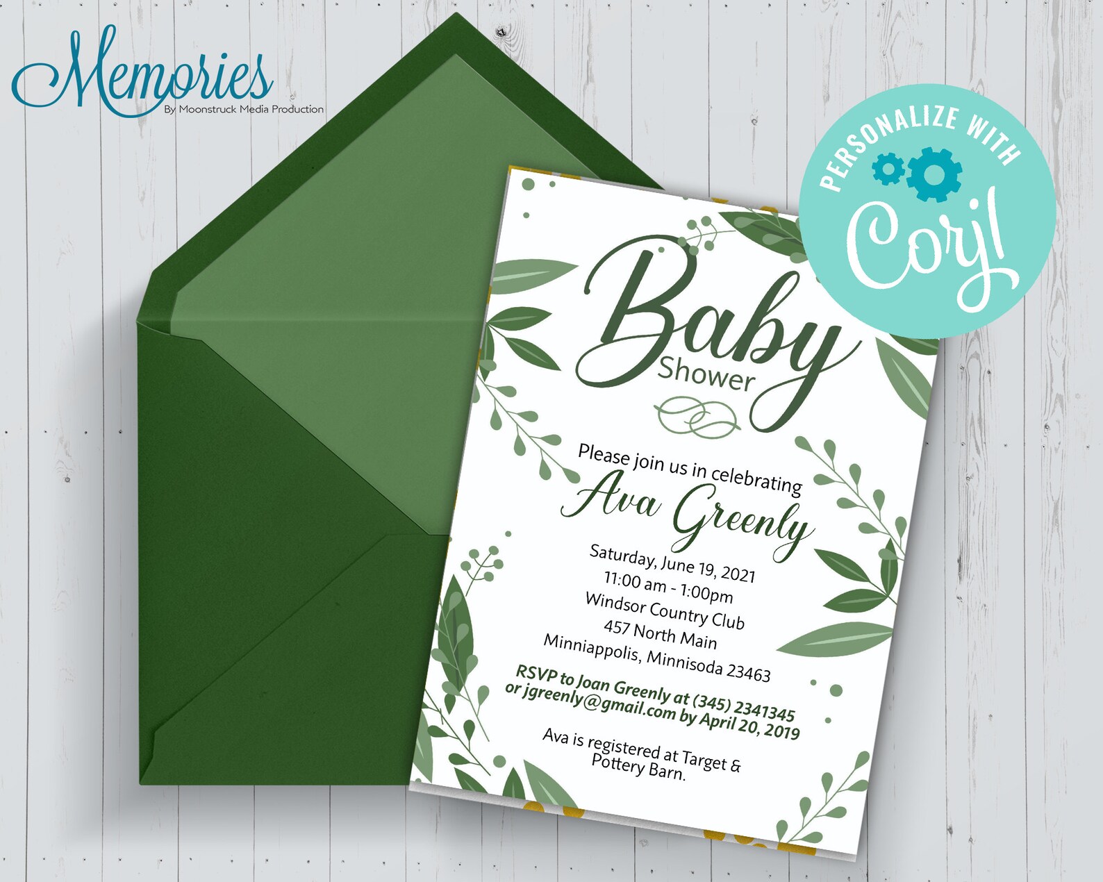 Greenery Baby Shower Invitation Etsy
