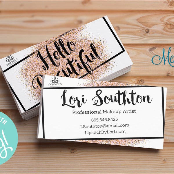 Paparazzi Hello Beautiful Business Cards, Hairstylist Business Editable Card, Hairdresser Cards, Esthetician Cards, Hair Lash Salon Card