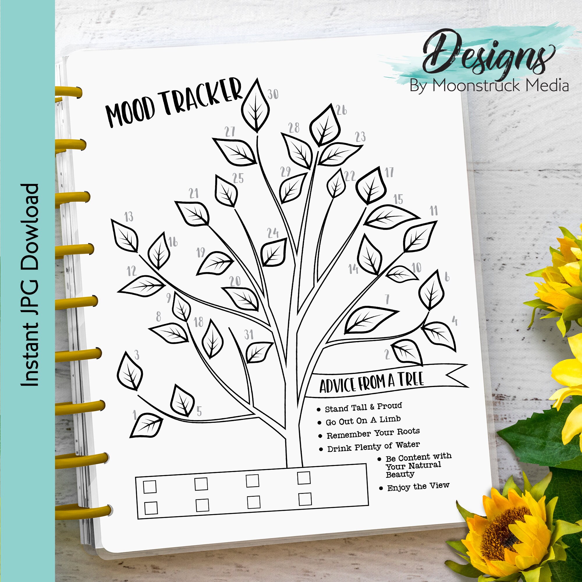 Tree Tracker Pdf Advice From a Tree Mood Tracker | Printable Monthly Mood Tracker for ...