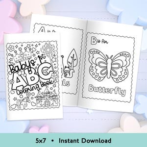 5x7 Baby Girl ABC Coloring Book | Baby Shower Activity | Alphabet Coloring Pages with Garden, Butterflies & More