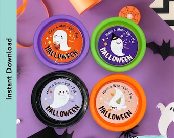 Play-Doh-labels Halloween-spook | Halloween-stickers Won-Doh-Ful | Trick or Treat-feestje