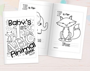 A4 Baby Shower Coloring Book | Animal Alphabet First ABC Book | Printable Baby Shower Activity for Guests