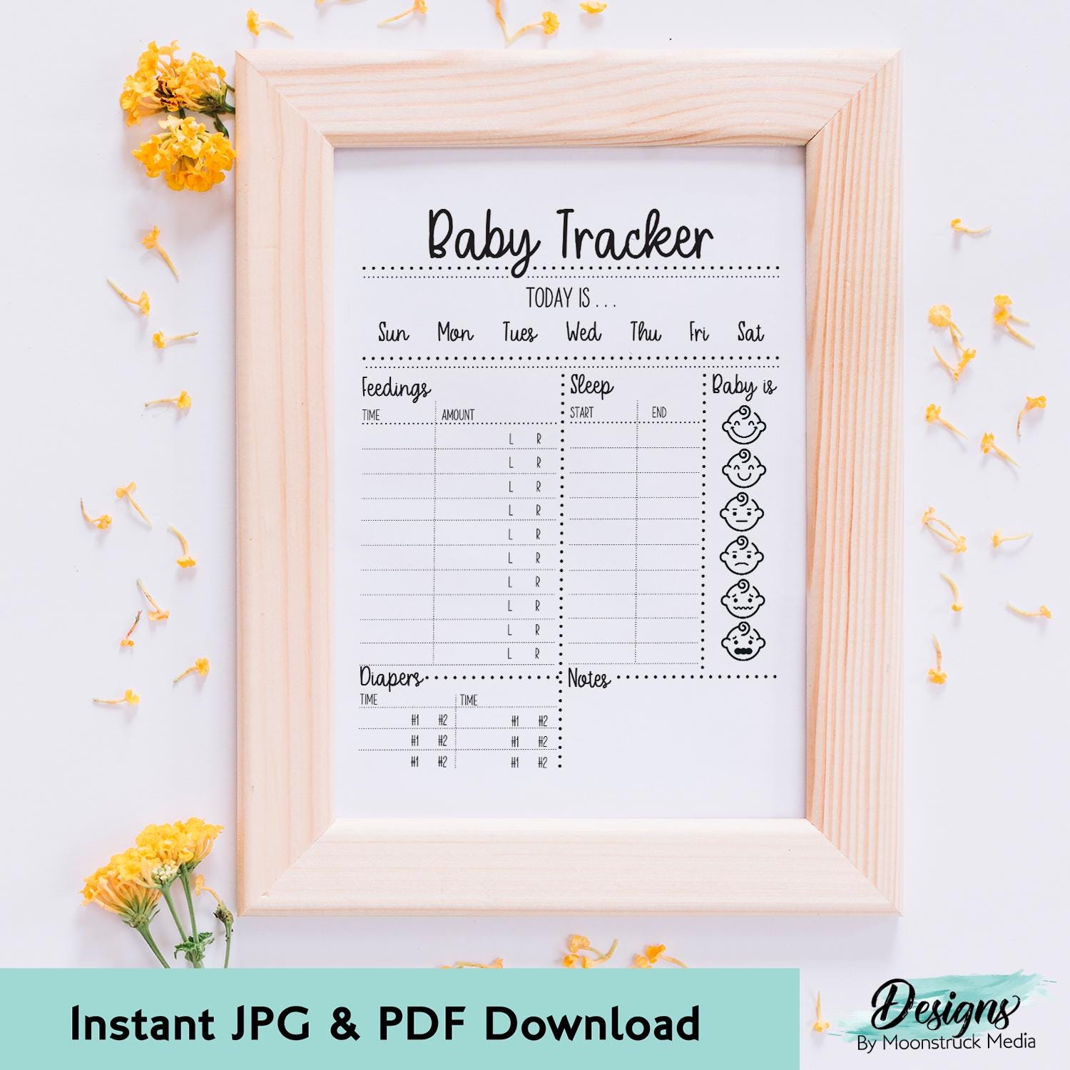 Baby Feeding and Sleep Tracker Printable | Breastfeeding and Diaper Log ...